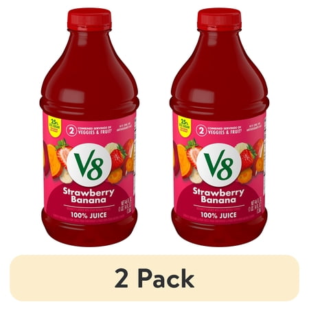 V8 Strawberry Banana 100% Fruit and Vegetable Juice · Bebida · 2 botellas de 1.36 L