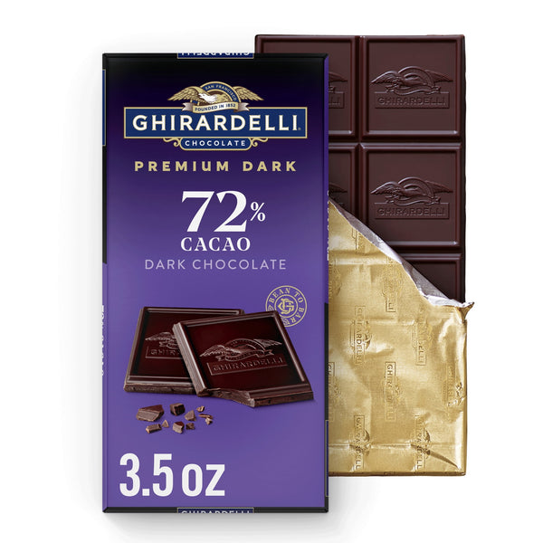 GHIRARDELLI Premium Dark 72% Cacao Dark Chocolate Bar · Caramelos · 99 g