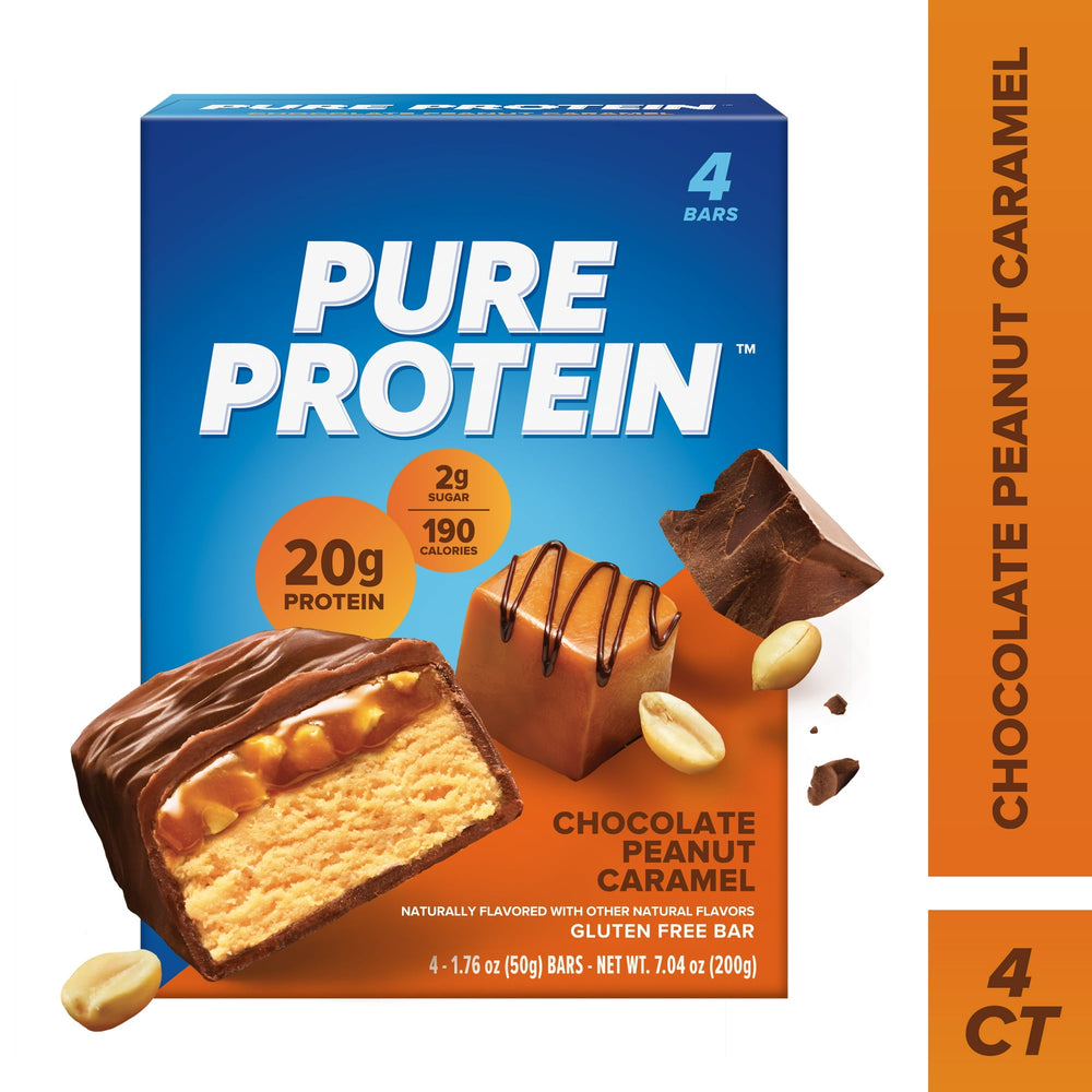 Pure Protein Chocolate Peanut Caramel sin gluten · Barra de proteína · 4 pzas de 50 g