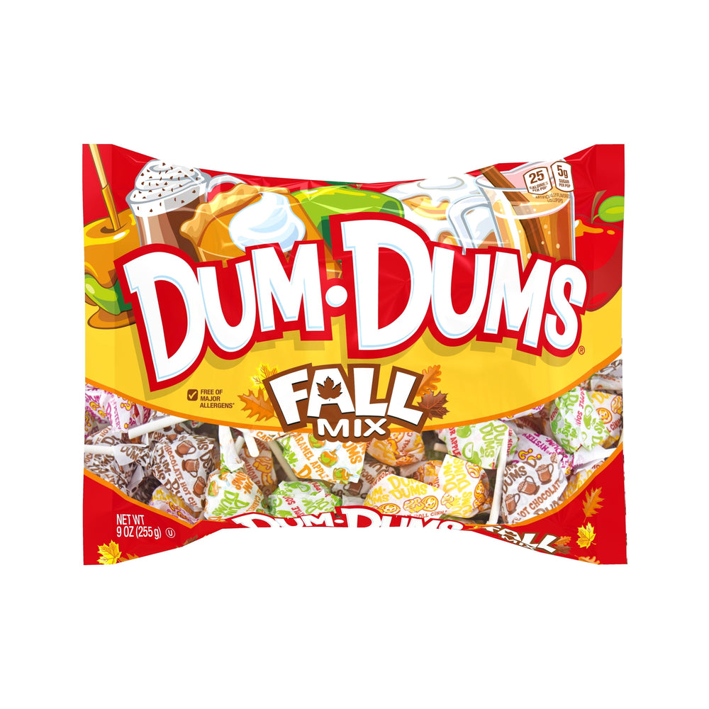 Dum Dums Fall Mix Halloween Assorted Allergen Free · Caramelos · 255 g · bolsa