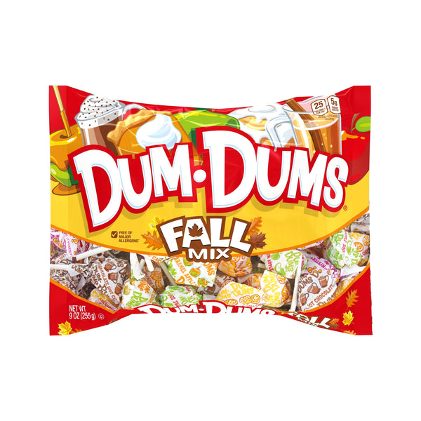 Dum Dums Fall Mix Halloween Assorted Allergen Free · Caramelos · 255 g · bolsa
