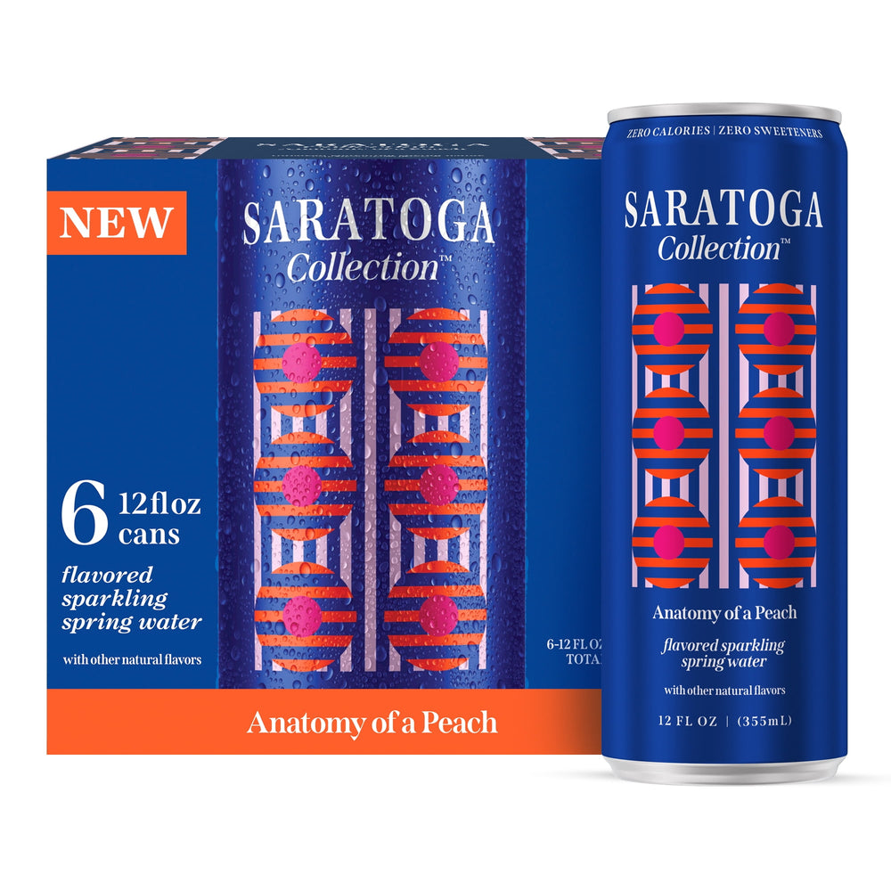 Saratoga Collection Peach · Agua mineral · 6 latas de 355 ml