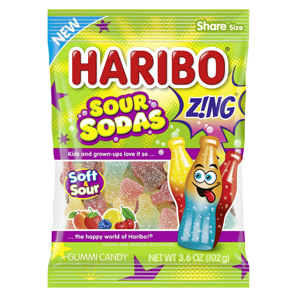 Haribo Sour Soda Original Assorted Sour · Gomitas · 102 g · bolsa