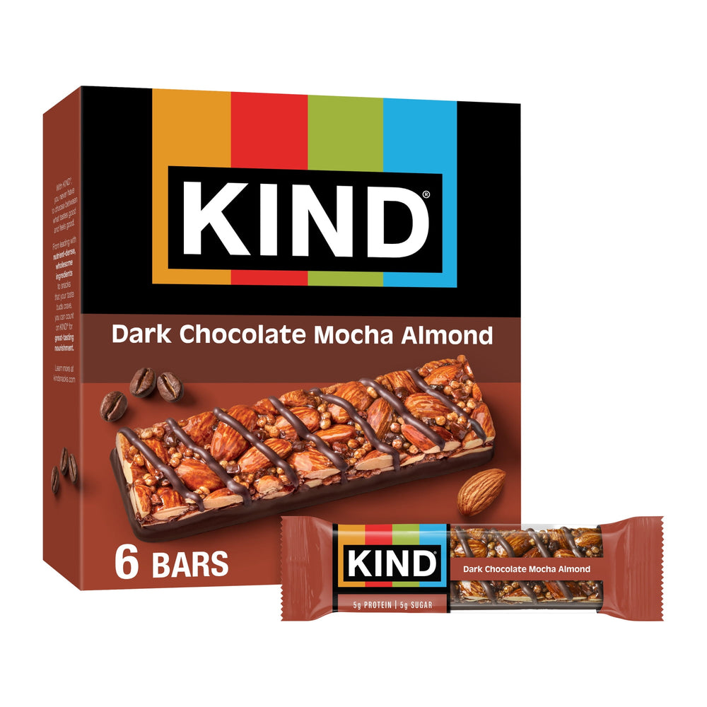 KIND Dark Chocolate Mocha Almond Gluten Free · Barra · 6 pzas de 40 g