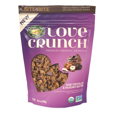 Love Crunch Organic Dark Chocolate & Hazelnut Butter · Granola · 301 g · sobre