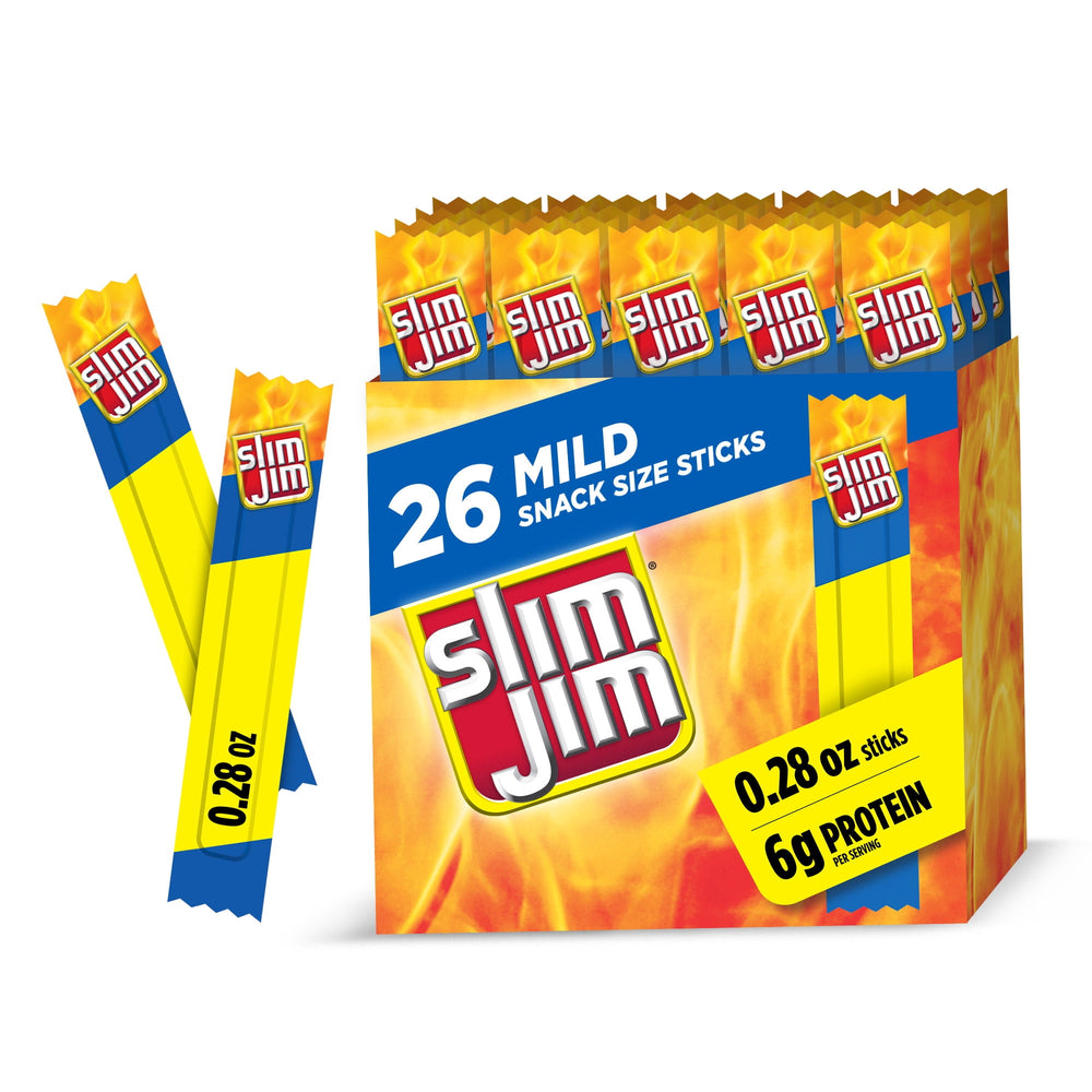 Slim Jim Smoked Meat Sticks Mild · Carne seca · 26 pzas de 6 g