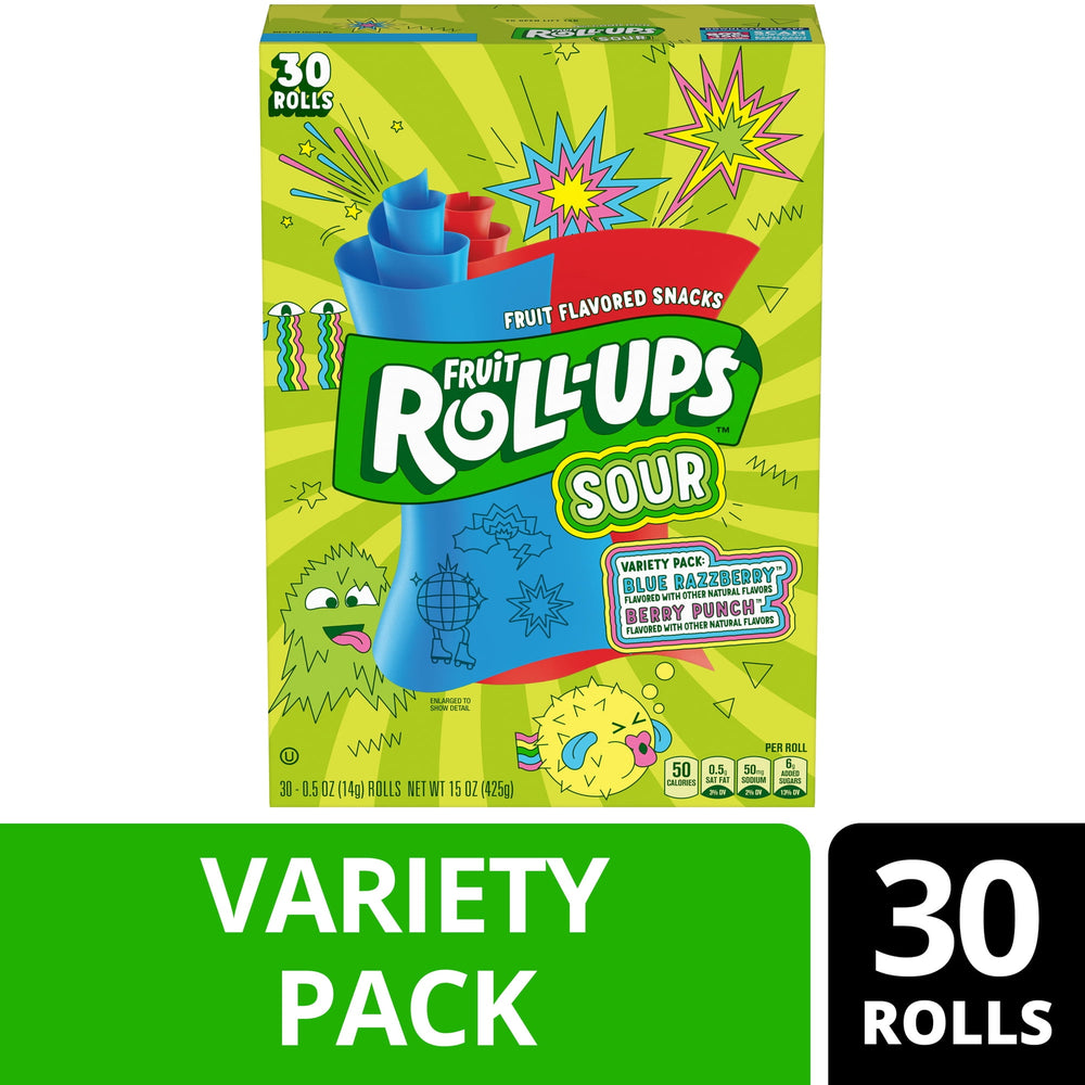 Fruit Roll-Ups Sour Fruit Blue Razzberry · Gomitas · 30 pzas