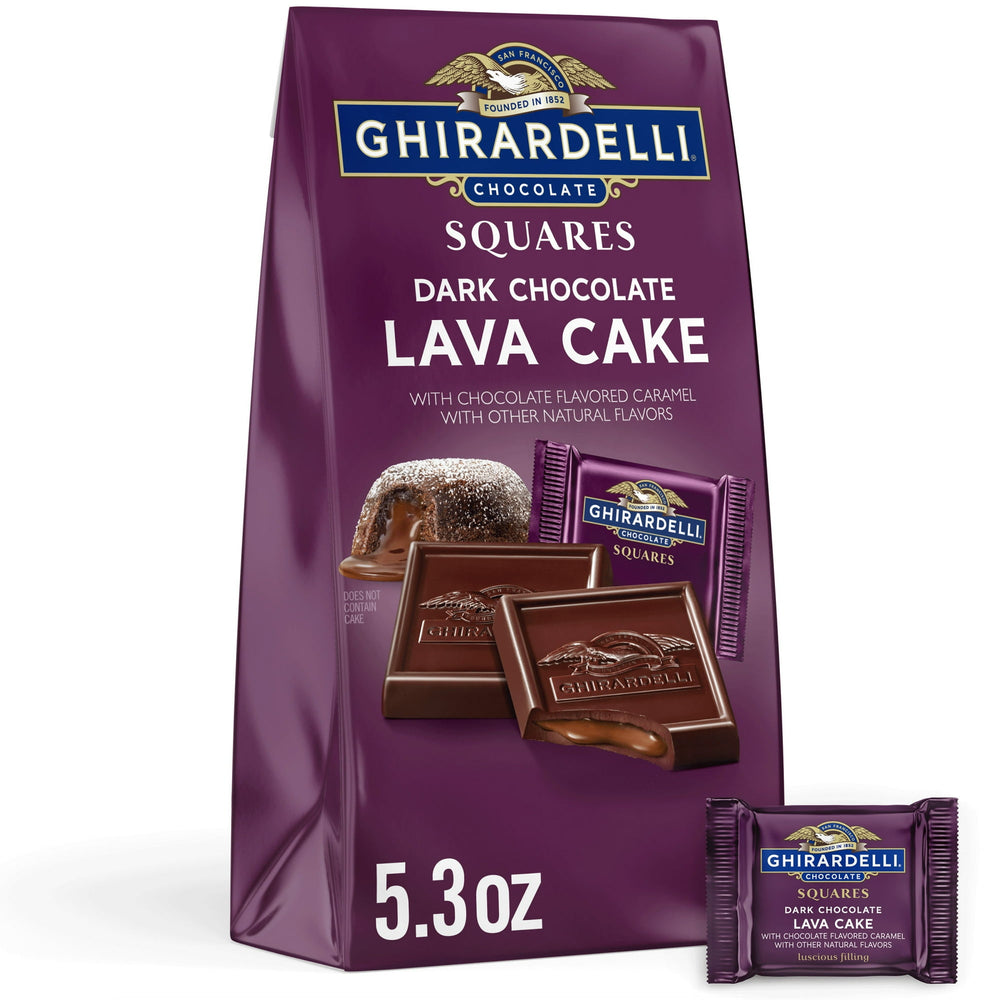 GHIRARDELLI Dark Chocolate SQUARES with Lava Cake Filling · Caramelos · 150 g · bolsa