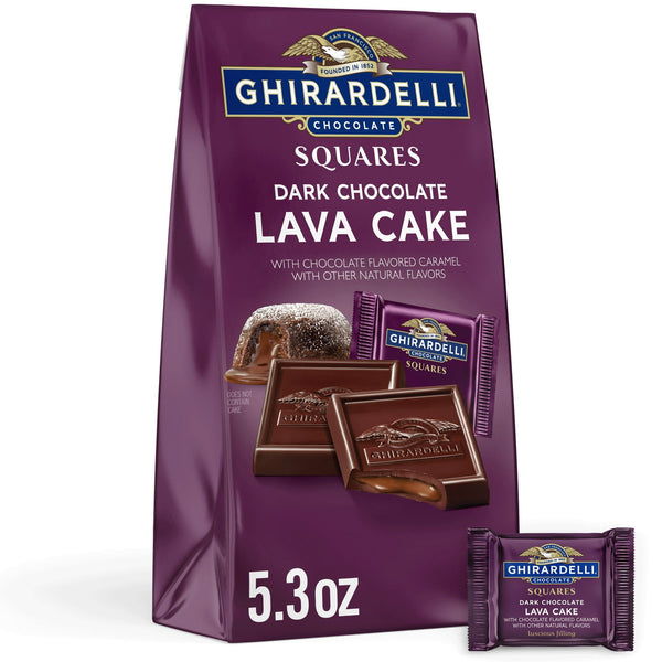 GHIRARDELLI Dark Chocolate SQUARES with Lava Cake Filling · Caramelos · 150 g · bolsa