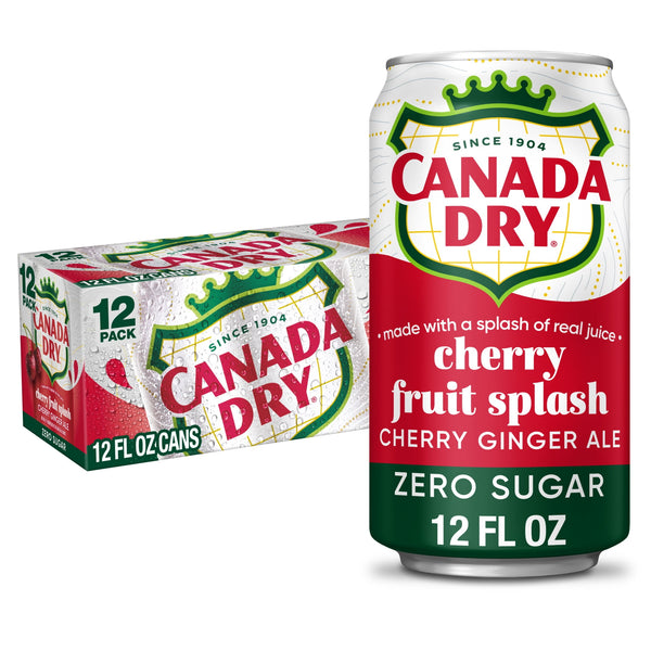 Canada Dry Fruit Splash Cherry Ginger Ale Caffeine Free Zero Sugar · Refresco · 12 latas de 355 ml
