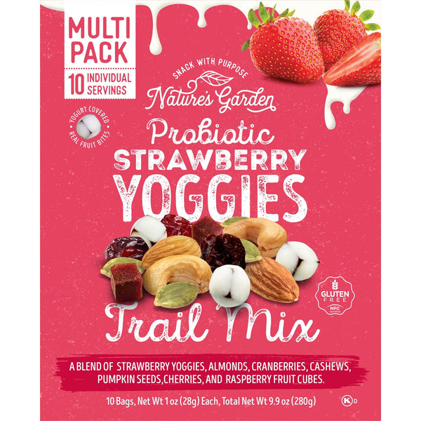 Probiotic Strawberry Yoggies · Mezcla de nueces · 10 pzas