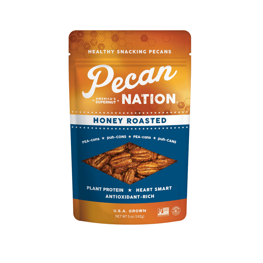 Pecan Nation Honey Roasted Snacking Pecans Gluten Free · Nueces · 142 g · bolsa