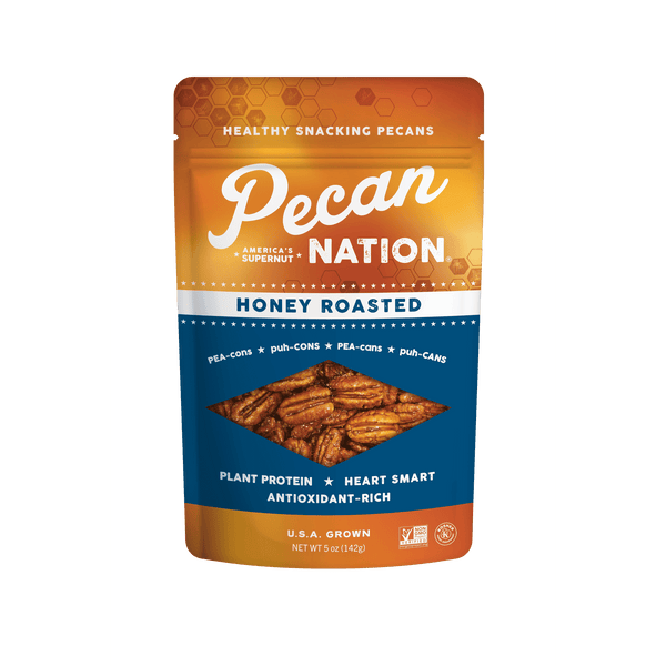 Pecan Nation Honey Roasted Snacking Pecans Gluten Free · Nueces · 142 g · bolsa
