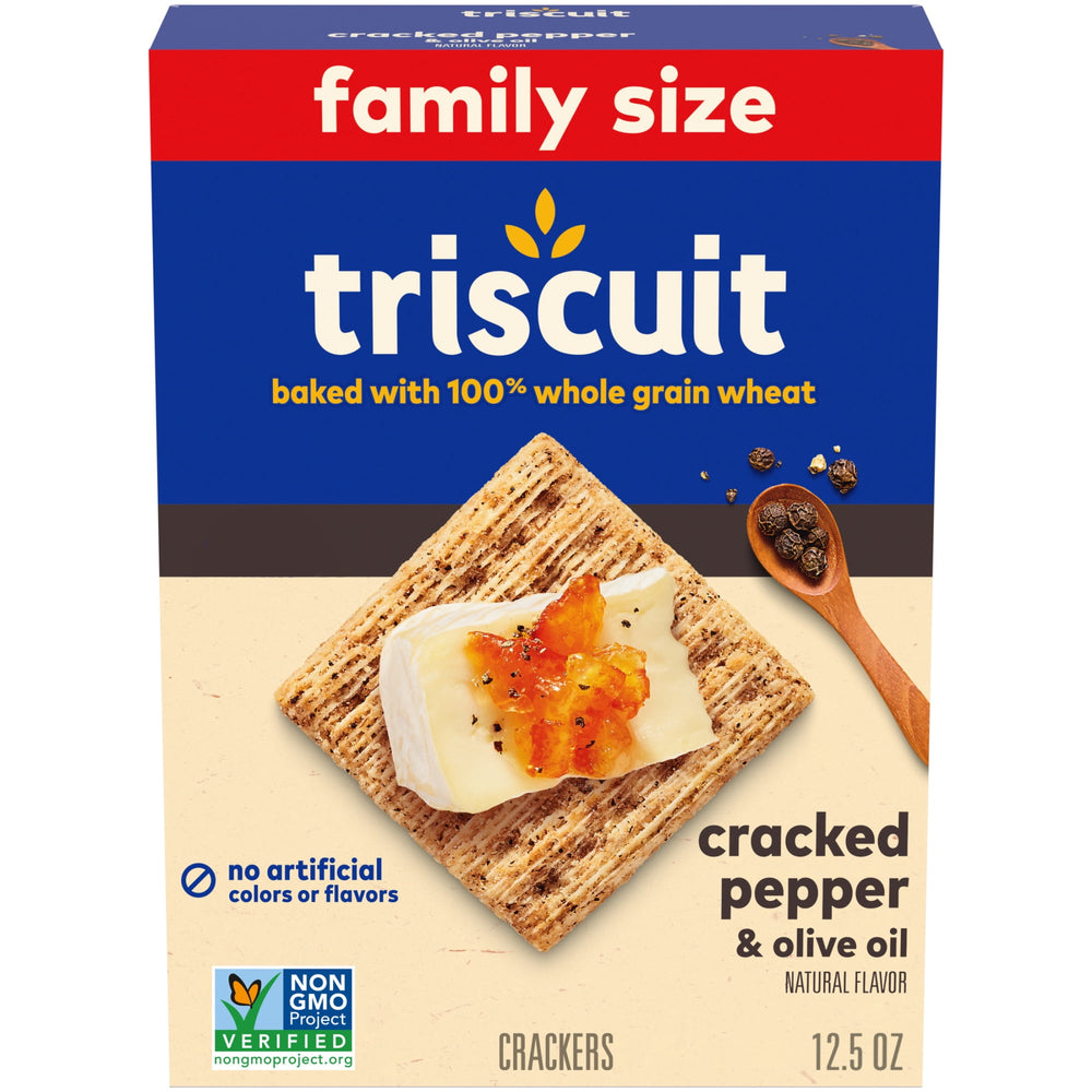 Triscuit Cracked Pepper & Olive Oil Wheat · Galletas saladas · 354 g · tamaño familiar