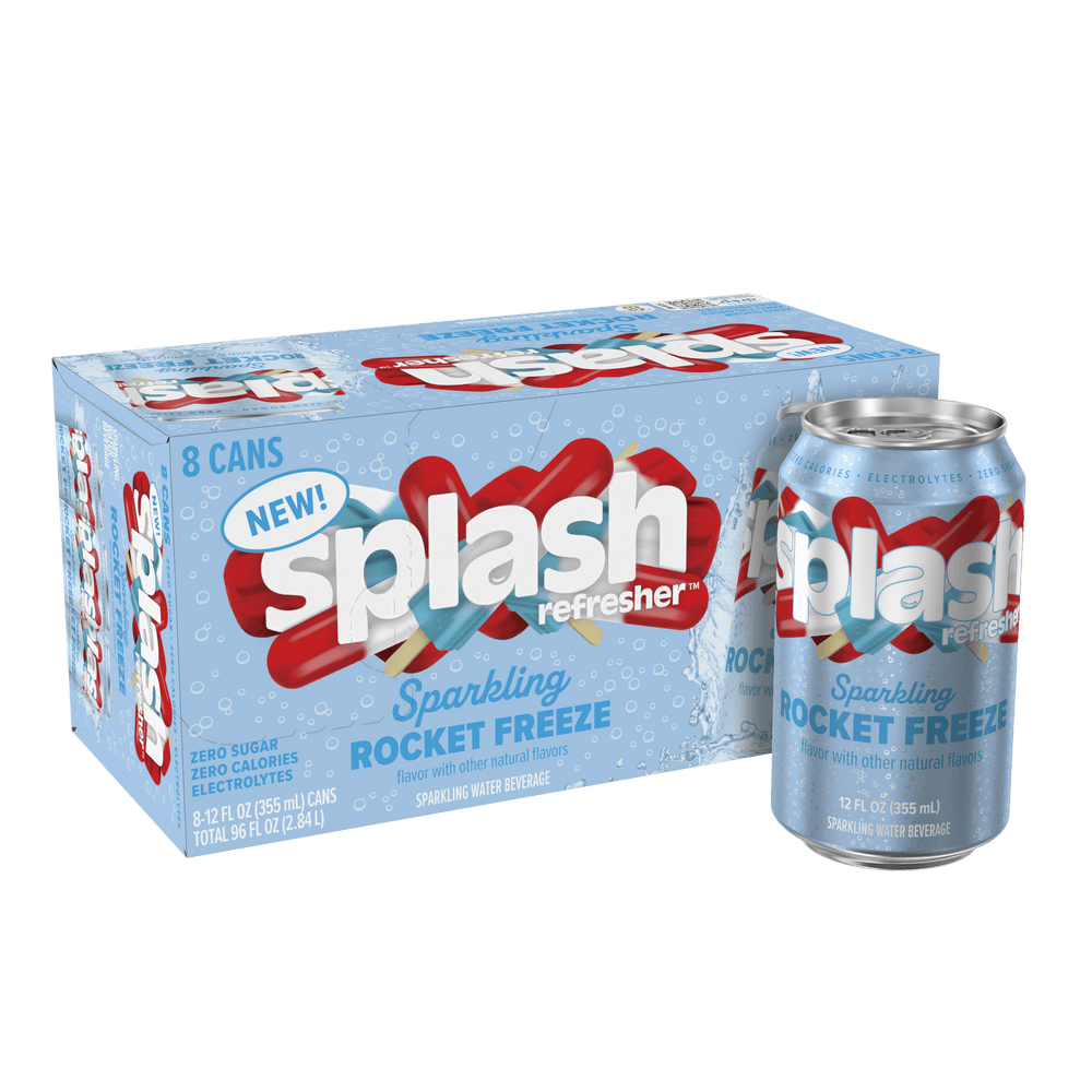 Splash Blast Sparkling Can Rocket Freeze · Bebida · 8 latas de 355 ml