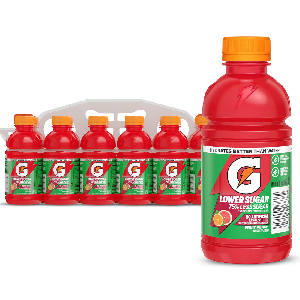 Gatorade Lower Sugar No Artificials Fruit Punch · Bebida · 12 botellas de 355 ml
