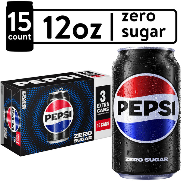 Pepsi Cola Zero Sugar · Refresco · 15 latas · 355 ml