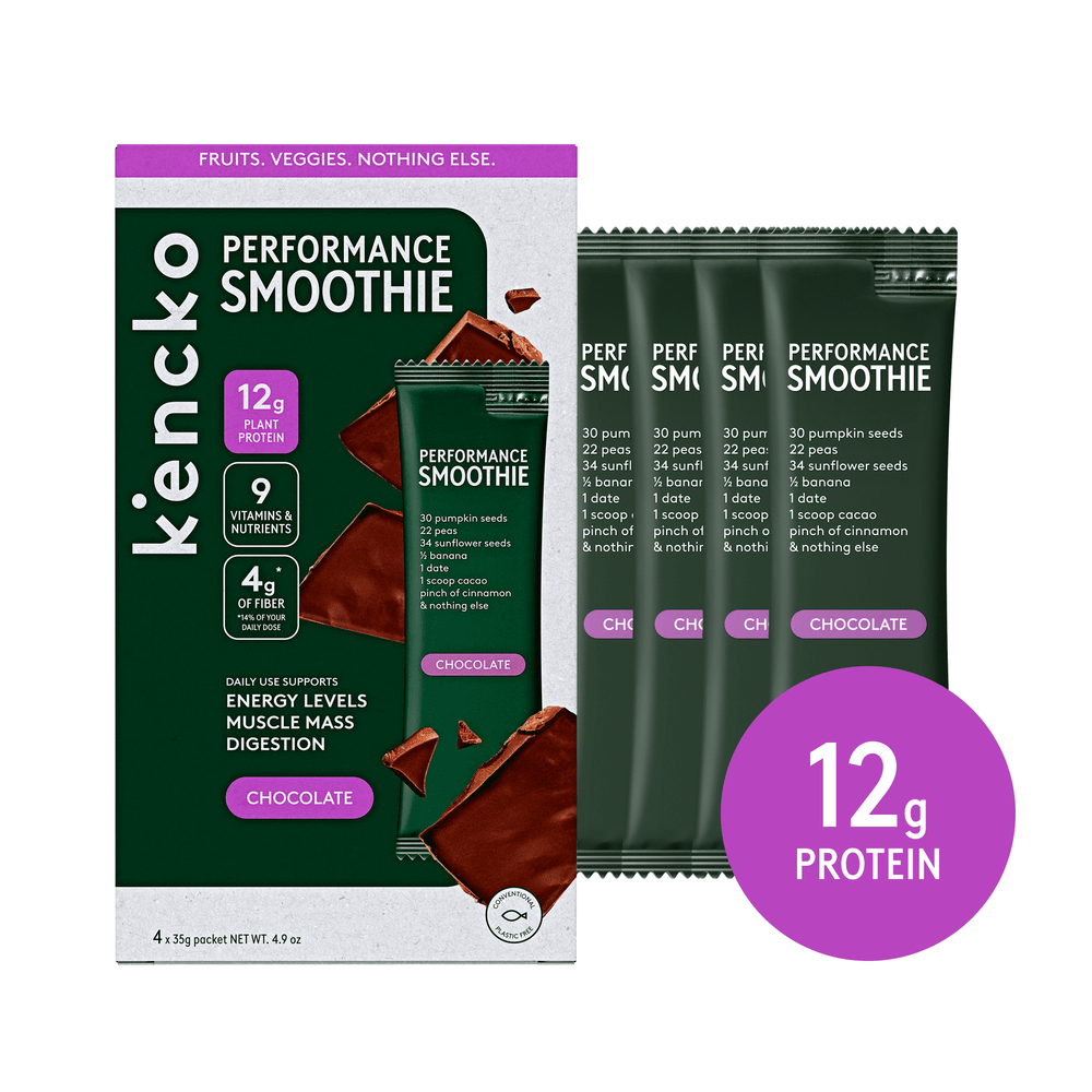 Kencko Chocolate Fruit & Veggie Performance Protein · Polvo para agua · 4 pack de 35 g