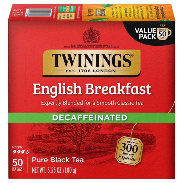 Twinings English Breakfast Decaffeinated Pure Black Tea · Té · 50 pzas