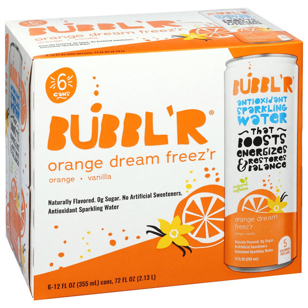BUBBL'R Antioxidant Orange Dream Freez'r · Agua mineral · 6 latas de 355 ml