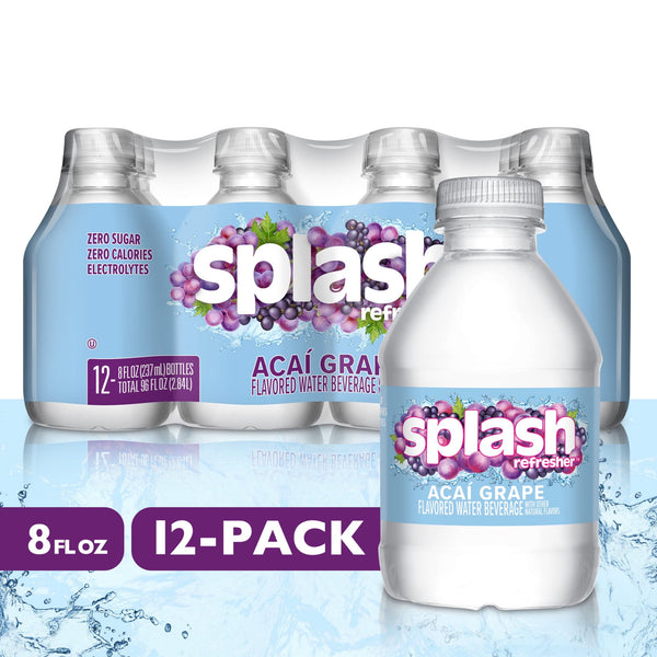Splash Refresher Acai Grape Water · Bebida · 12 pack de 237 ml