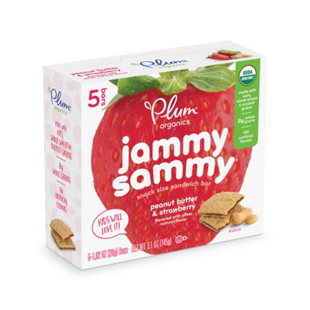 Plum Organics Jammy Sammy Peanut Butter & Strawberry · Nueces · 3 pack de 29 g