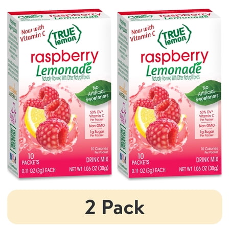 True Lemon Raspberry Lemonade Powder No Artificial · Polvo para agua · 2 pack de 30 g